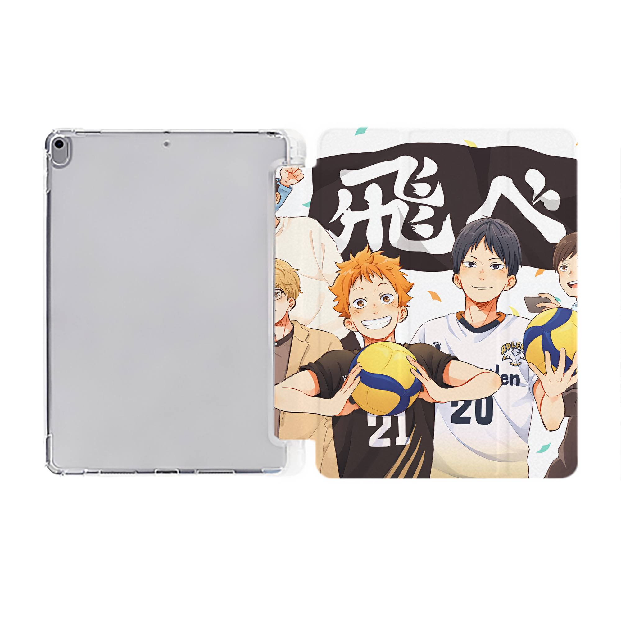 （画像用） ハイキュー!! Haikyu!! IPad ケース ペン収納付き 三つ折りスタンド PUレザー×シリコン 対応機種9.5/10.5/10.9インチ
